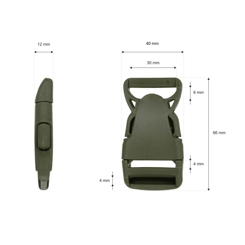 Plastic buckle 30 mm olga khaki 100 pcs