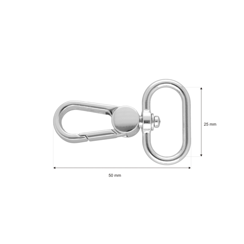 METAL SNAP HOOK 25 MM GLOSSY ADAM NICKEL 100 PCS