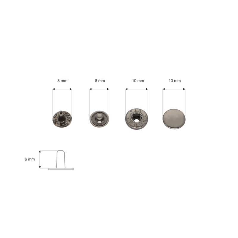 Metal snap fastener alfa 10 mm black nickel