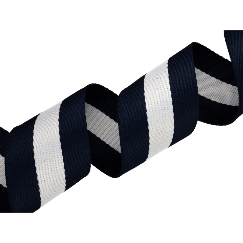 POLYCOTTON WEBBING  1,40 (+/- 0,05) MM NAVY BLUE AND WHITE 50 YD