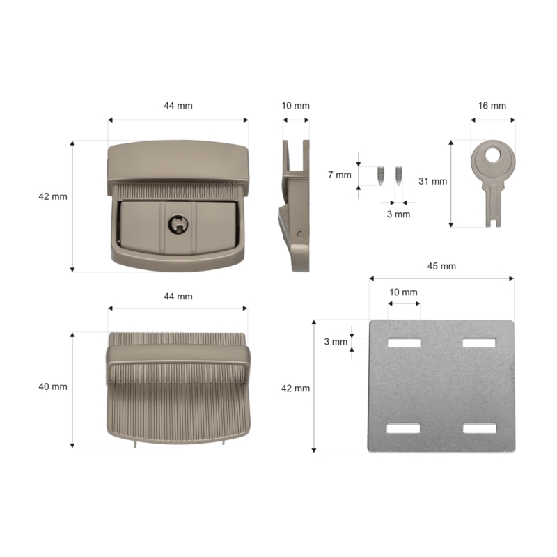 Briefcase lock 43/42 mm 511 maria nickel 10 pcs