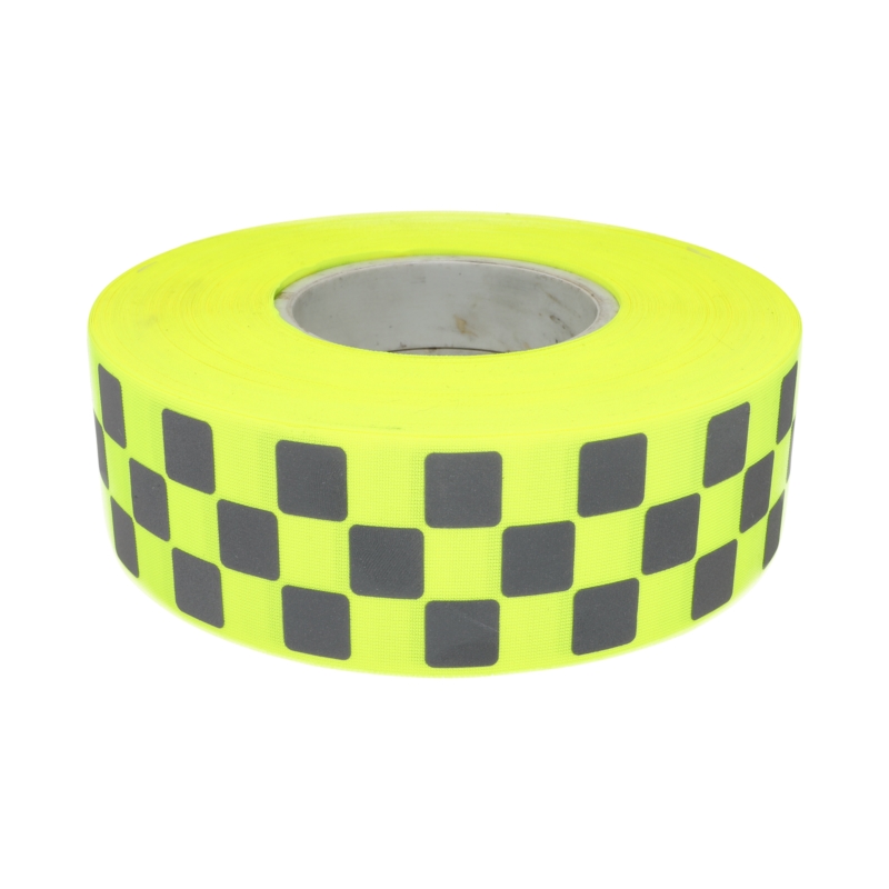 Reflective tape 50 mm yellow neon + reflector checkerboard 50 mb