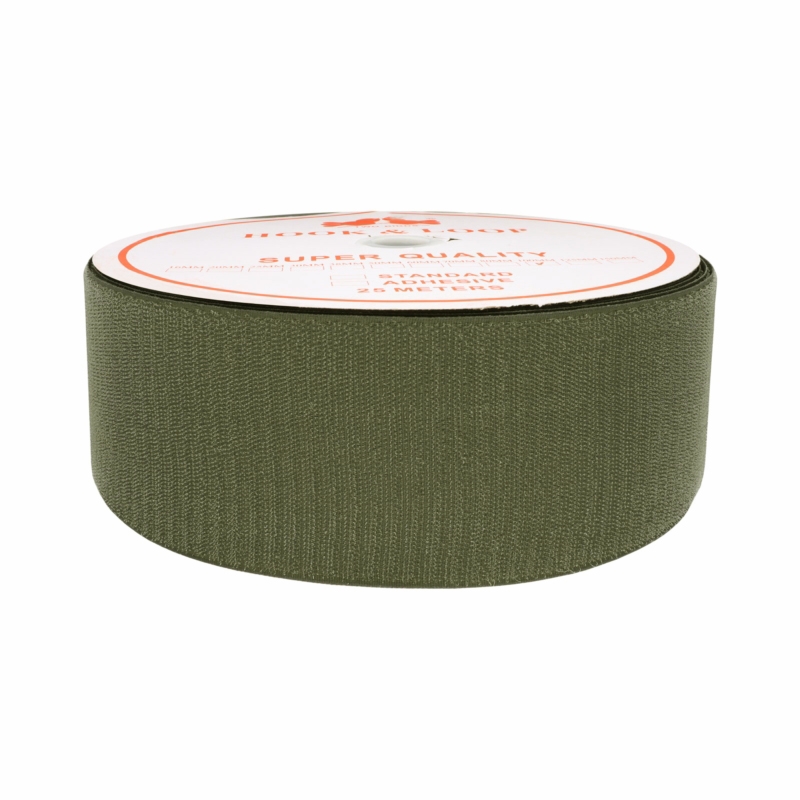 Hook and loop tape  olive&nbsp170 polyester/nylon hook 25 mb