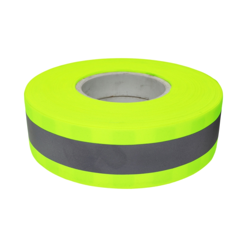 Reflective tape 50 mm 0,45 mm yellow neon +  reflector 50 mb