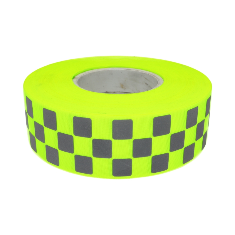 Reflexband 50 mm gelbes Neon +  Reflektor Schachbrettmuster 50 lm