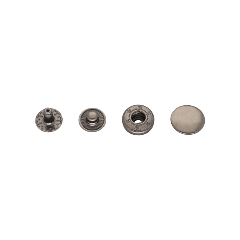 Stainless metal  snap fastener alfa 12.5 mm black nickel