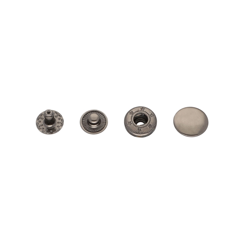 Stainless metal snap fastener alfa 12.5 mm black nickel