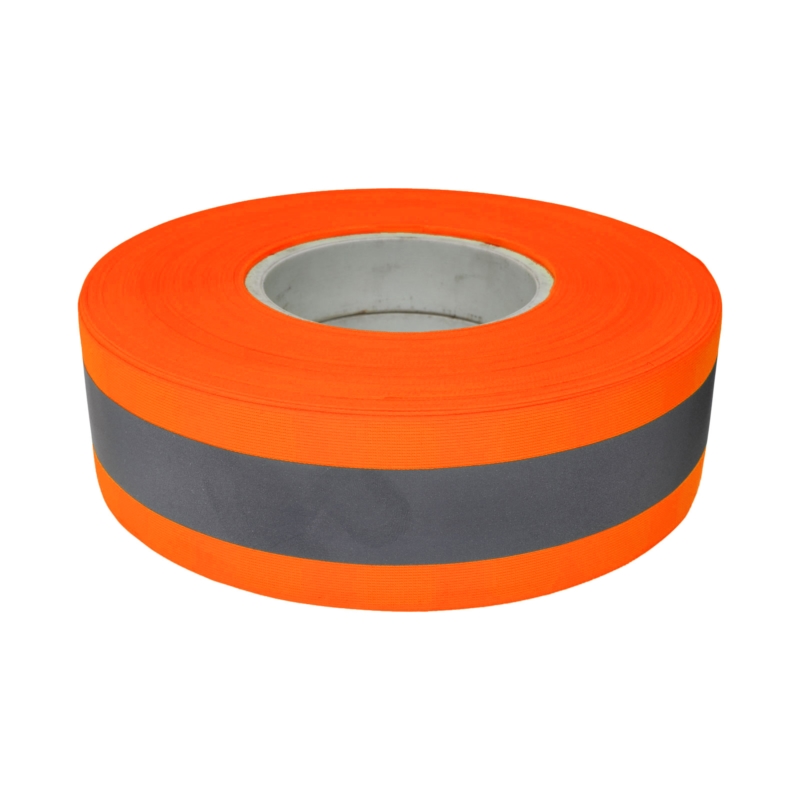 Reflective tape 50 mm 0,45  mm&nbsporange neon +  reflector 50 mb