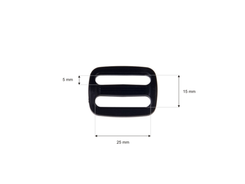 Plastic slide buckle 25/15 mm edmund black 100 pcs
