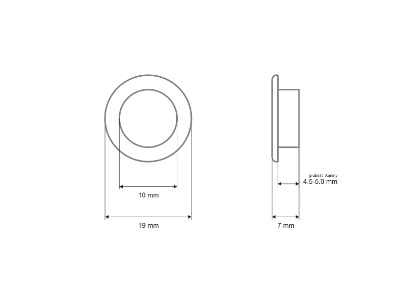 METAL   EYELET WITH GROMMET 10/19/7 MM NICKEL 1000 PCS