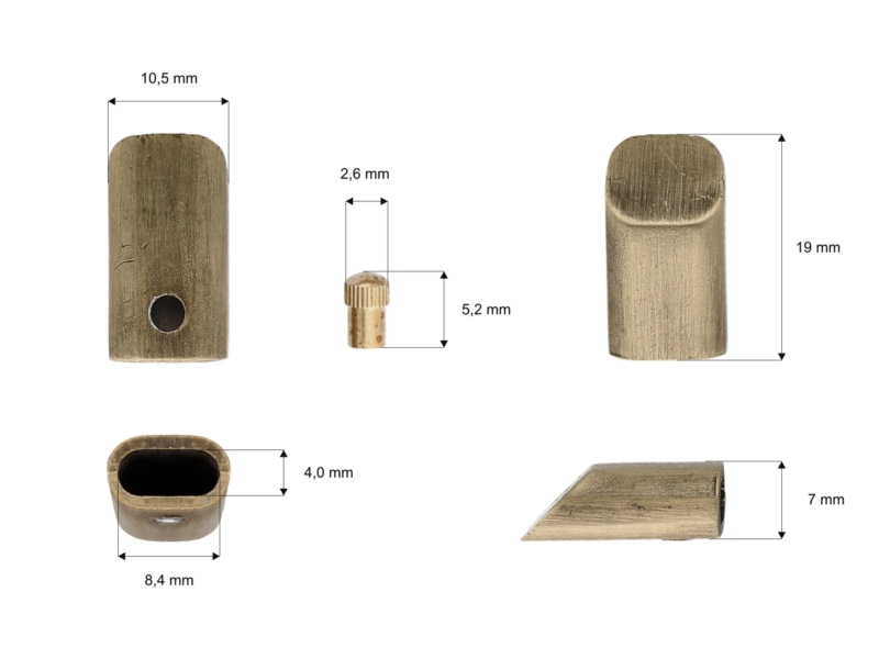 Metal fitting for zip tape old gold 500 pcs