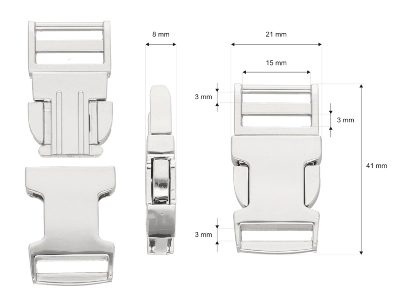 Metal buckle 15 mm nickel 1 pcs
