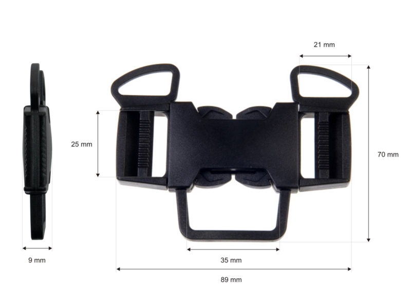 Klamra plastikowa podwójna 26 mm 5-way Tekla 6 czarna Klamra plastikowa podwójna 26 mm 5-way Tekla 6 czarna