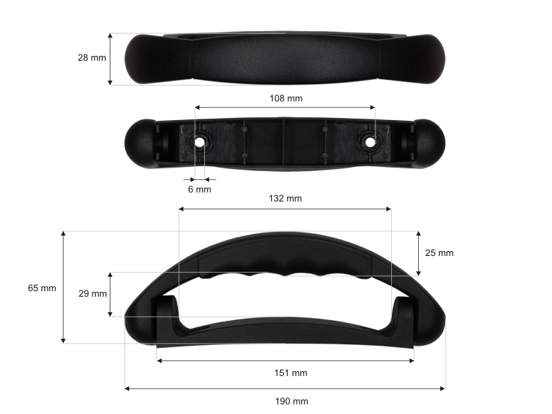 Plastic handle 27/190 mm black 1 pcs
