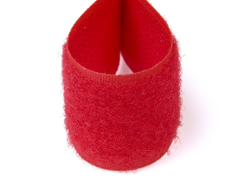 Hook and loop tape  red 820 polyester/nylon loop 25 mb