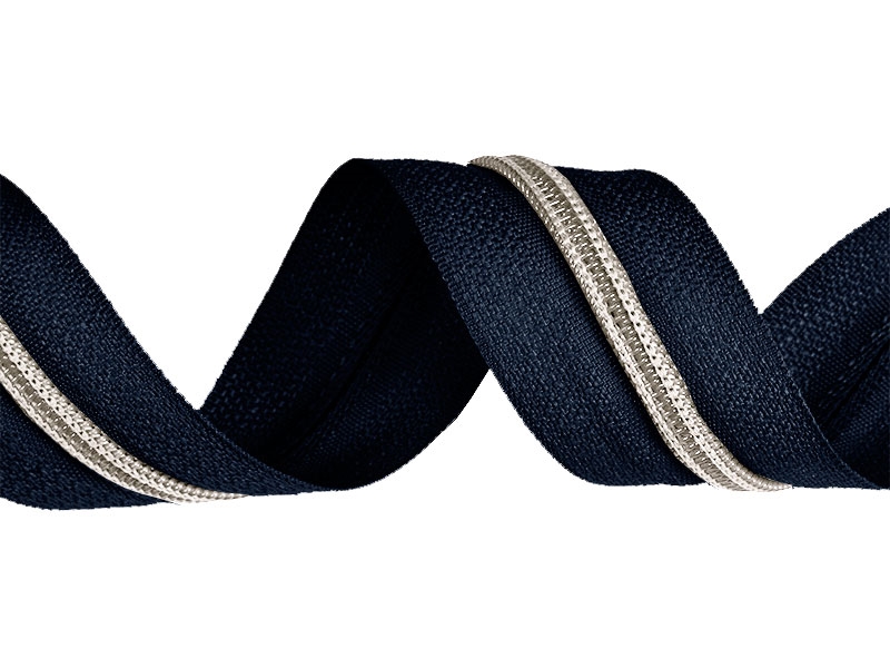 Spiral zipper tape 5 (058) navy blue silver line 200 mb