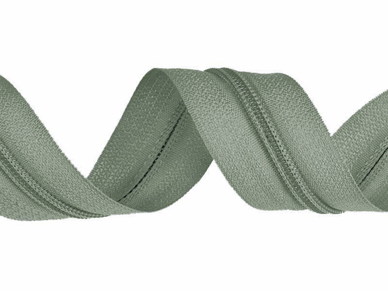 Spiral zipper tape with cordel 3 (135) sage green
