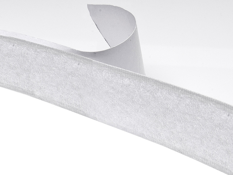 Hook and loop tape with glue  white 501 polyester/nylon loop 25 mb