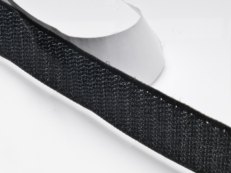 Hook and loop tape with glue  black 580 polyester/nylon hook 25 mb