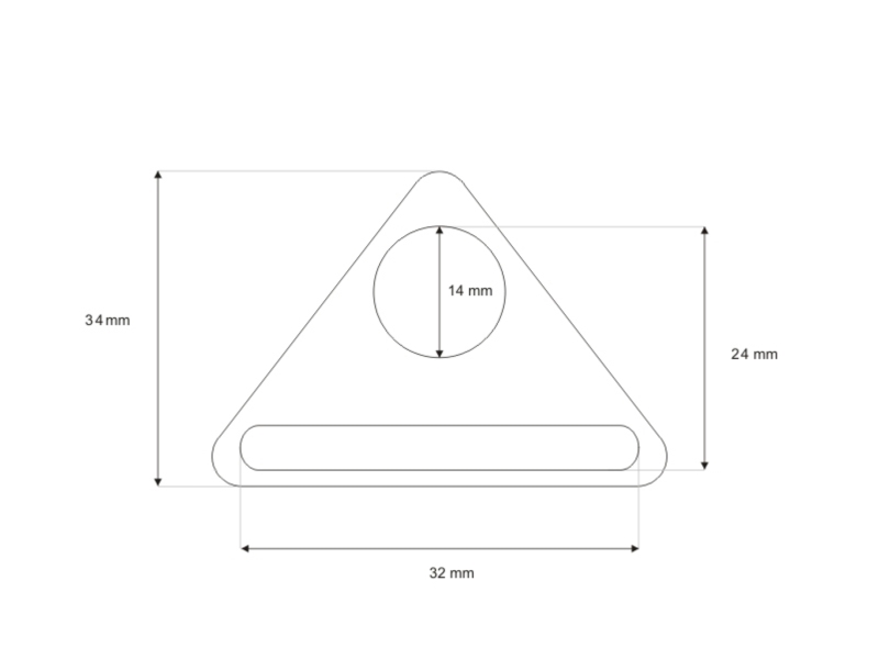 METAL TRIANGLE 32/30 MM NICKEL CAST 100  PCS
