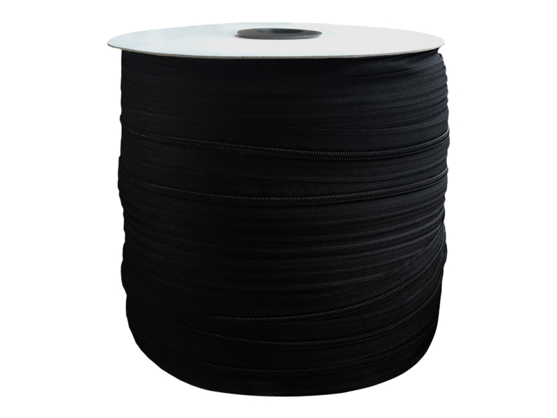 Spiral zipper tape with cordle 3 (580) black roll 300 mb