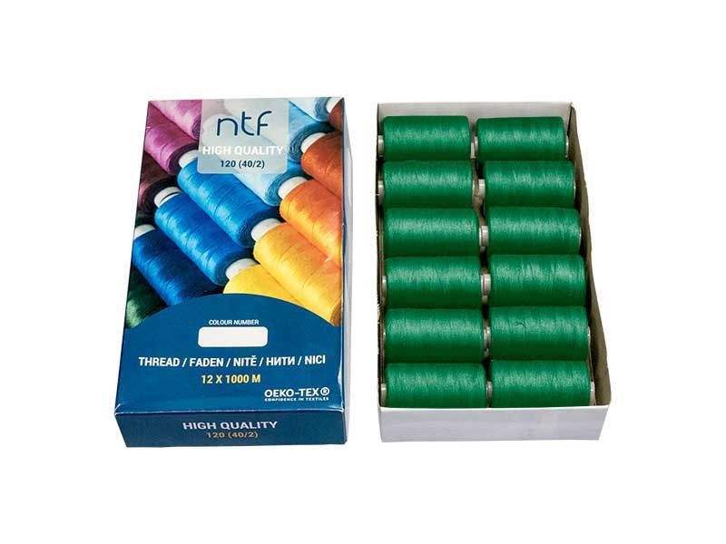 POLYESTER THREADS NTF 40/2 GREEN A628 1000 M x 12 PCS.