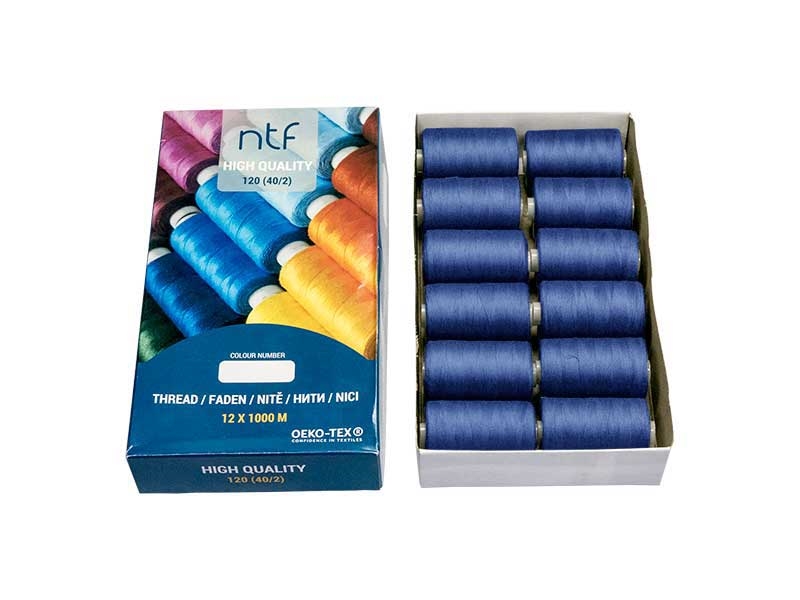 POLYESTEROVÉ NITĚ NTF 40/2SAFÍR A801  1000 m x 12 ks
