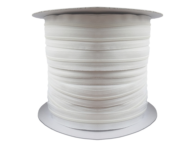 Spiral zipper tape with cordel 3 (501) white roll 300 mb
