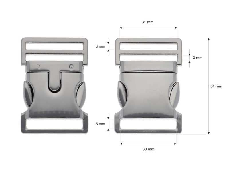 Metal buckle 0324-3025 30 mm glossy nickel 1 pcs
