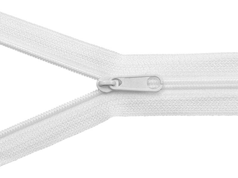 NYLON READY ZIPPER  3 NON LOCK CLOSE END 60 CM (501) WHITE 100 PCS