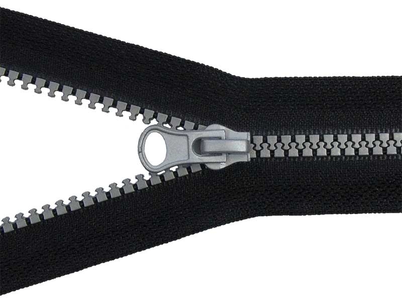 KOSTĚNÝ ZIP ŠÍŘE 5 DĚLITELNÝ 50 cm (580) ČERNÁ + SILVER 50 KS