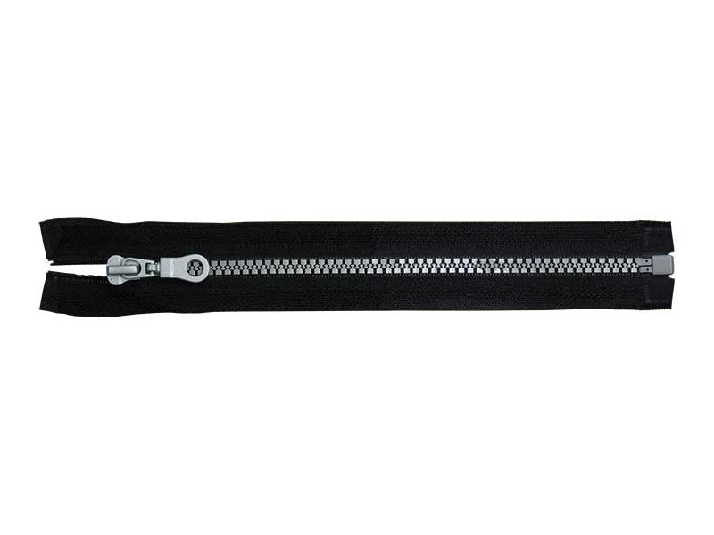 KOSTĚNÝ ZIP ŠÍŘE 5 DĚLITELNÝ 60 cm (580) ČERNÁ + SILVER 50 KS