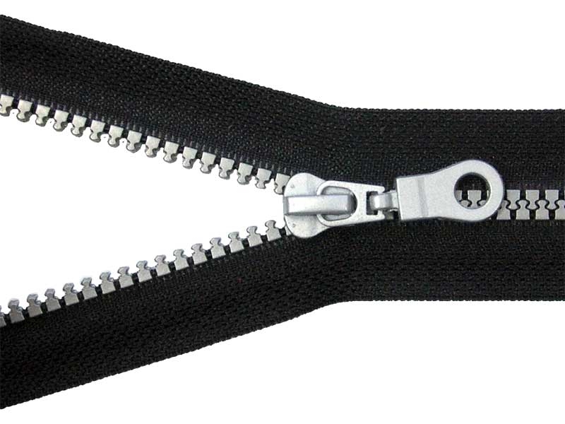 KOSTĚNÝ ZIP ŠÍŘE 5 DĚLITELNÝ 60 cm (580) ČERNÁ + SILVER 50 KS