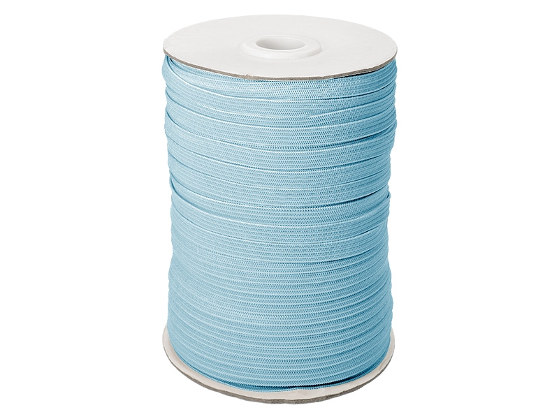 Knitted elastic tape 7 mm (351) sky-blue polyester 100 mb