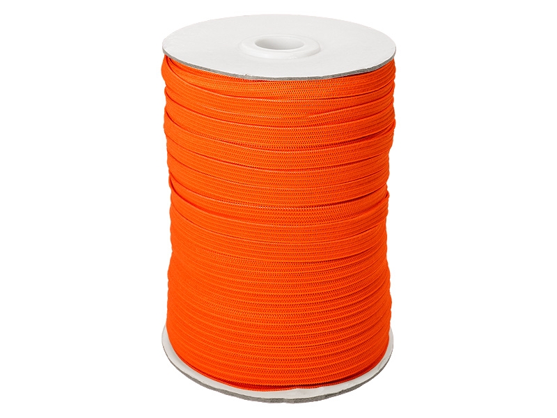Pruženka hladká pletená 7 mm (523) oranžová polyester 100 m Pruženka hladká pletená 7 mm (523) oranžová polyester 100 m