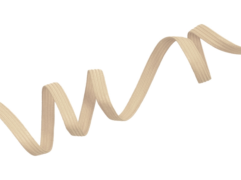 Knitted elastic tape 7 mm (101) beige polyester 100 mb