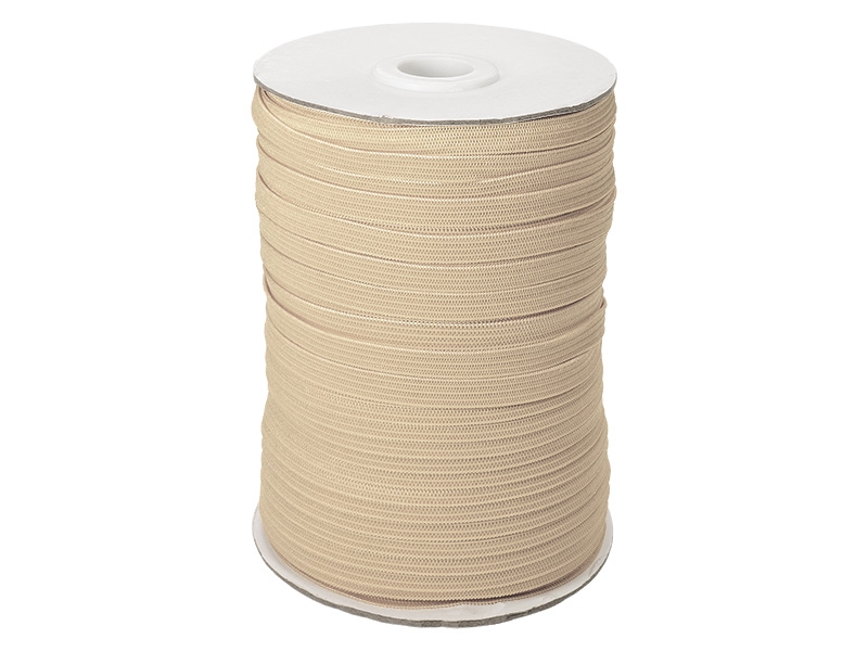 Knitted elastic tape 7 mm (101) beige polyester 100 mb
