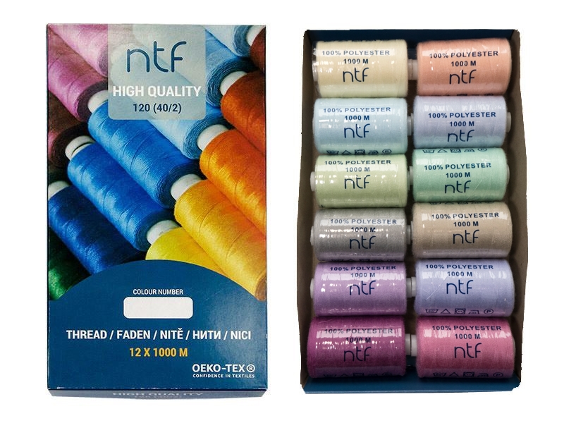 POLYESTEROVÉ NITĚ NTF 40/2 PASTELOVE 1000 M x 12 ks