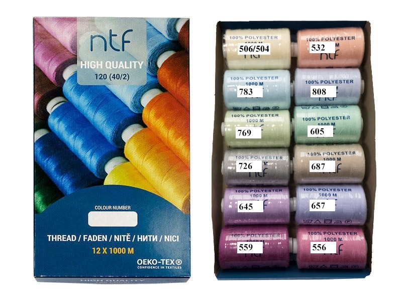 POLYESTEROVÉ NITĚ NTF 40/2 PASTELOVE 1000 M x 12 ks