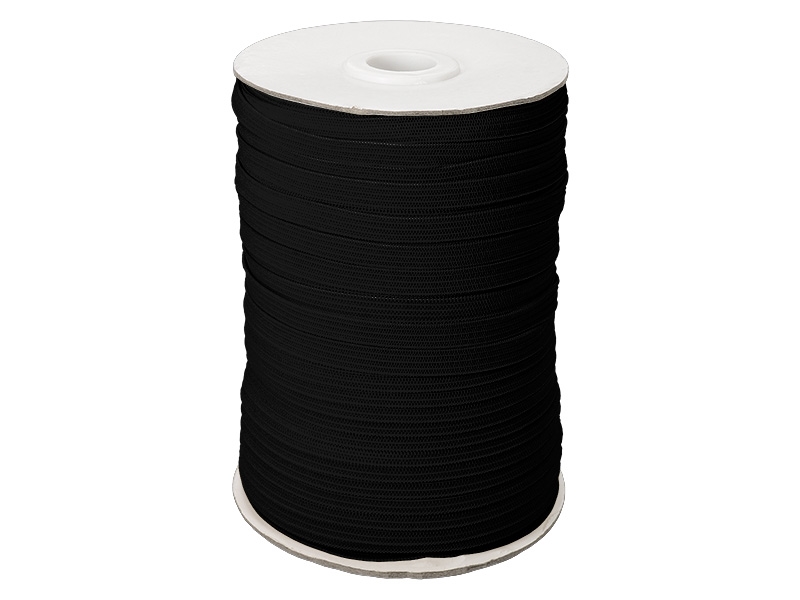 Knitted elastic tape 7 mm (580) black polyester 100 mb Knitted elastic tape 7 mm (580) black polyester 100 mb