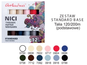 Nici szwalnicze zestaw standard base 12 Talia 120 Nici szwalnicze zestaw standard base 12 Talia 120