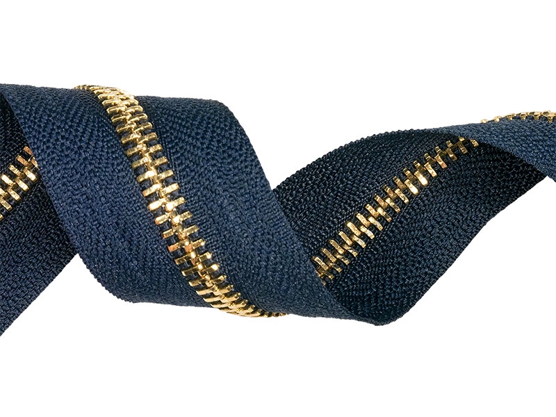 REIßVERSCHLUSSBAND  AUS METALL 5 (058)  DUNKELBLAU GOLDGLANZ