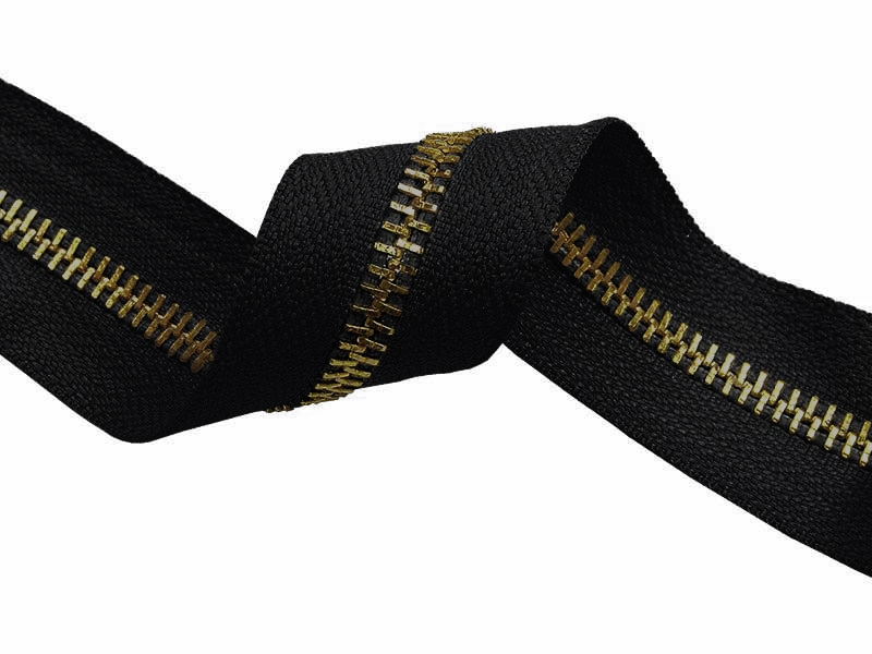 REIßVERSCHLUSSBAND AUS METALL 5 (580) SCHWARZ   GOLD
