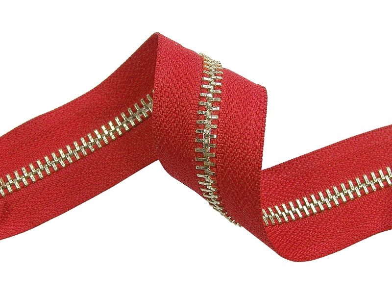 METAL ZIPPER  TAPE 5 (171) RED GLOSSY GOLD