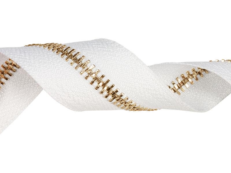 METAL ZIPPER TAPE 5 (501) WHITE GLOSSY GOLD