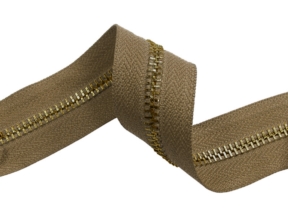 Metall-Reißverschlussband 5 (894) dunkelbeige gold glänzend Metall-Reißverschlussband 5 (894) dunkelbeige gold glänzend