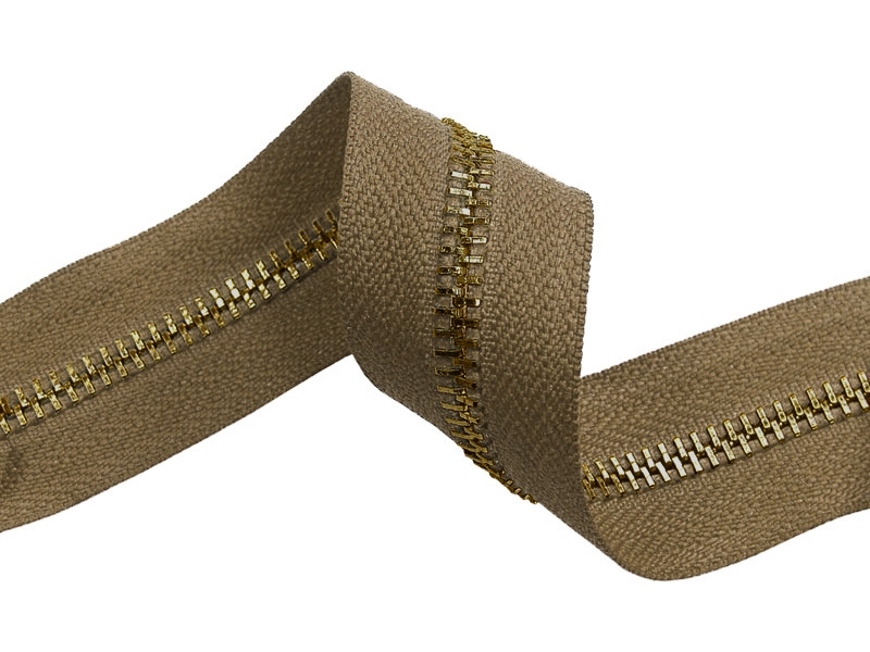 METAL ZIPPER TAPE 5 (894)  DARK BEIGE GLOSSY GOLD