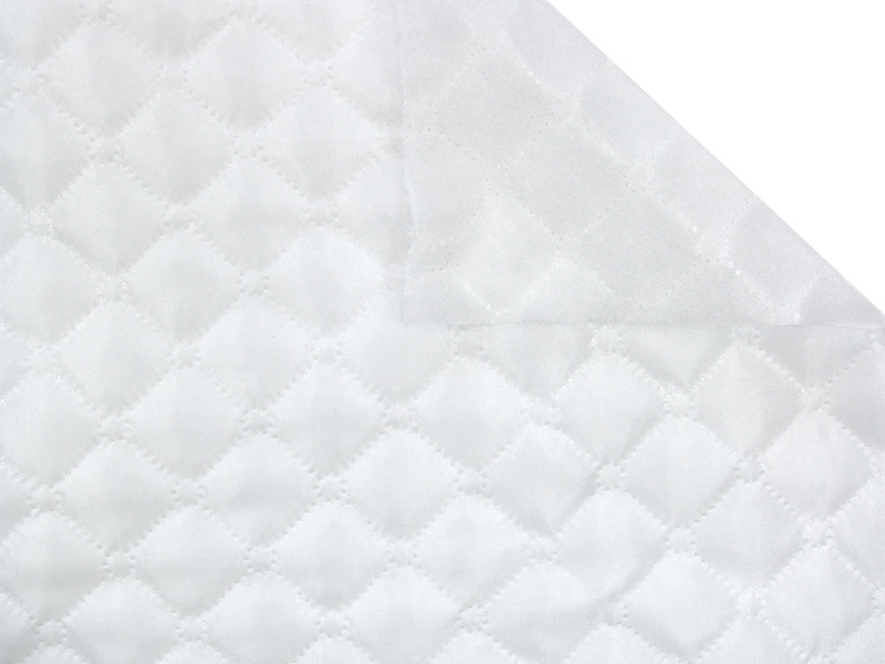 QUILTED POLYESTER LINING  FABRIC  180T SQUARE  + CIRCLE&nbsp3 x&nbsp3 (501) WHITE 150   CM 50  MB