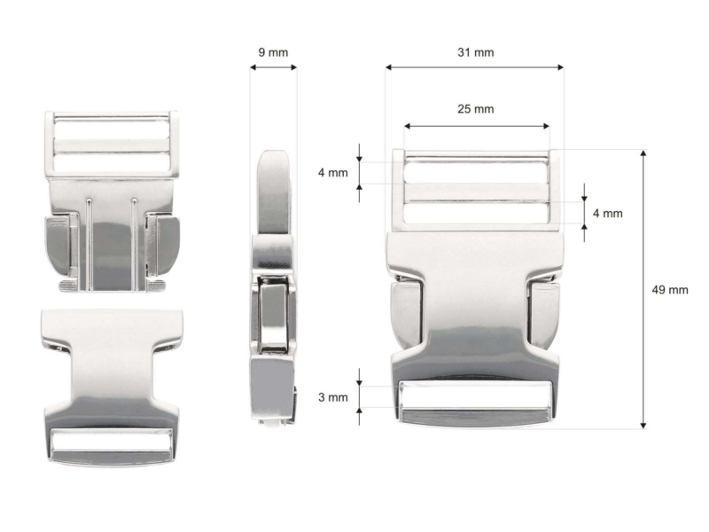 Metal buckle 25 mm nickel 1 pcs