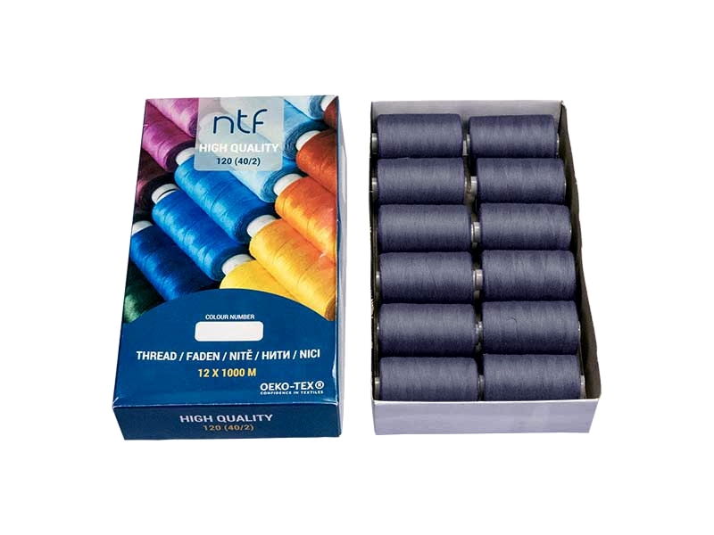 POLYESTEROVÉ NITĚ NTF 40/2DŽÍNY A HOUSLE A734  1000 m x 12 ks